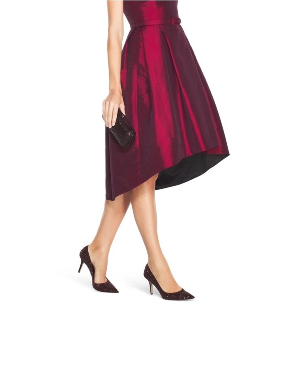 White House Black Market Women's Burgundy Sparkle Pointed Pumps